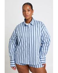 Boohoo - Plus Stripe Oversized Shirt - Lyst