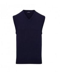 PREMIER - Sleeveless Cotton Acrylic V Neck Sweater - Lyst