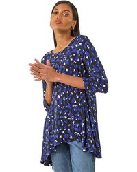Roman - Speckled Print Stretch Tunic Top - Lyst