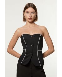 Karen Millen - Tailored Contrast Tipped Stitch Detail Bandeau Waistcoat - Lyst