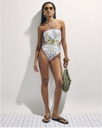 River Island - Swimsuit Print Bandeau Polyamide - Lyst
