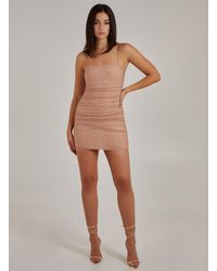 Pink Vanilla - Ruched Bodycon Rhinestone Dress - Lyst