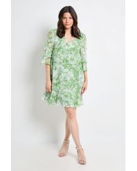 Wallis - Floral Print Ruffle Shift Dress - Lyst