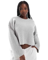 ASOS - Design Crew Neck Cable Jumper With Wide Cuff - Lyst