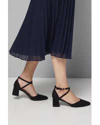 Good for the Sole - Wide Fit Millie Comfort Faux Suede Cross Strap Medium Heel Court Shoes - Lyst