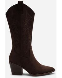 Where's That From - Yasmine Calf Cowboy Boots Block Heel Western Embroidered - Lyst
