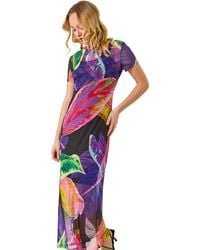 D.u.s.k - Abstract Print Mesh Maxi Dress - Lyst