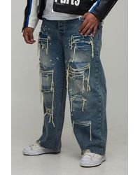 BoohooMAN - Plus Relaxed Fit Washed Paint Splatter Ripped Jeans - Lyst