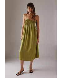 Warehouse - Crushed Satin Strappy Midi Dress - Lyst