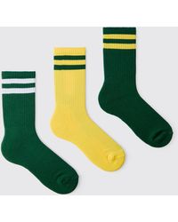 BoohooMAN - 3 Pack Striped Socks - Lyst