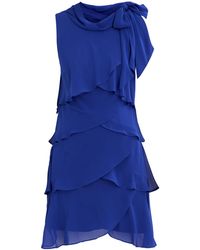 Gina Bacconi - Samira Short Sleeveless Tiered Dress With Tie Detail Neckline - Lyst
