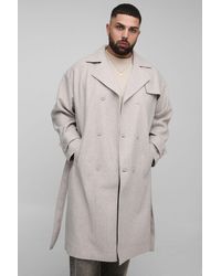 BoohooMAN - Plus Oversized Double Breasted Trench Overcoat - Lyst