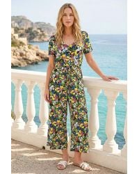 Roman - Petite Floral Button Front Jumpsuit - Lyst