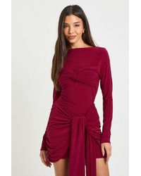 Boohoo - Ruched Twist Detail Mini Dress - Lyst