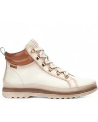 Pikolinos - Damen Nata Weiße Leder-Stiefeletten - Lyst