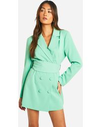 Boohoo - Obi Tie Waist Tailored Blazer Dress - Lyst