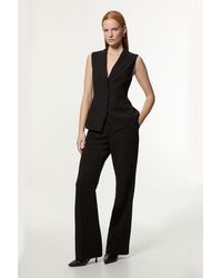 Karen Millen - Compact Stretch Essential Tailored Straight Leg Trouser - Lyst