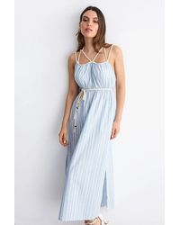Hiccup - Striped Tie-Front Spaghetti Strap Maxi Dress - Lyst