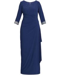 Gina Bacconi - Long Jersey A-Line Dress With Keyhole Cutout Neckline & Embellishment Detail - Lyst