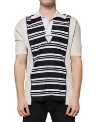 Dolce & Gabbana - Striped Knit Polo Shirt - Lyst