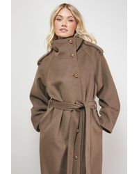 Oasis - Funnel Sleeve Detail Belted Coat - Lyst