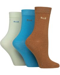 Elle - 3 Pack Ladies Plain Cotton Socks - Lyst