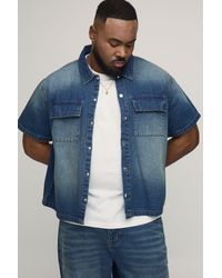 BoohooMAN - Plus Washed Oversized Boxy Denim Shirt - Lyst