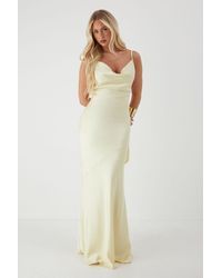 MissPap - Premium Satin Bow Back Bias Cut Bridesmaid Dress - Lyst