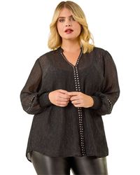 Roman - Curve Shimmer Chiffon Blouse - Lyst