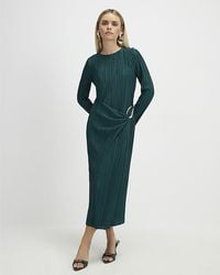River Island - Midi Dress Petite Plisse Buckle Detail - Lyst