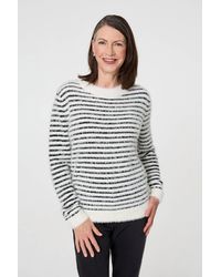 Izabel London - Textured Soft Knit Striped Jumper - Lyst