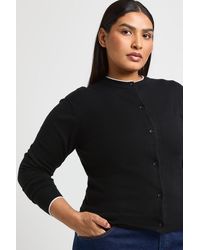 Boohoo - Plus Super Soft Contrast Neck Knitted Cardigan - Lyst