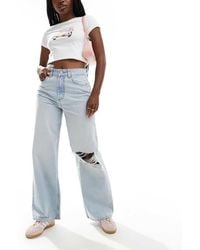 ASOS - Wide Leg Dad Jeans With Knee Rip - Lyst