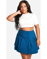 Boohoo - Plus Bengaline Pleated Skater Skirt - Lyst