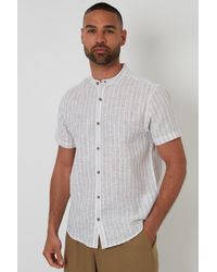 Threadbare - Stripe Texture Grandad Collar Shirt - Lyst