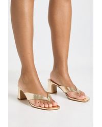 Boohoo - Metallic Low Block Toe Post Heeled Mules - Lyst