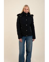 Harvey & Jones - Quilted Jacket With Faux Fur Trim Hood - Lyst