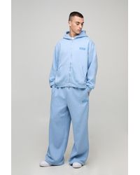BoohooMAN - Oversized Boxy Hooded Zip Through Wide Leg Tracksuit - Lyst