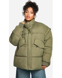 Boohoo - Plus Contrast Collar Oversized Puffer Jacket - Lyst