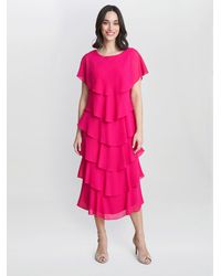 Gina Bacconi - Tessa Midi Tiered Cocktail Dress - Lyst