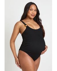 Boohoo - Maternity Crinkle Scoop Neck Trim Detail Swimsuit - Lyst