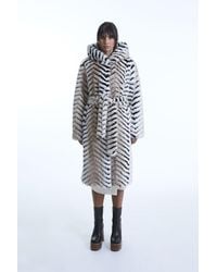 James Lakeland - Faux Fox Belted Long Coat - Lyst