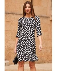 Sosandar - Spot Print Ruffle Hem Shift Dress - Lyst