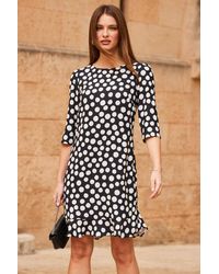 Sosandar - Spot Print Ruffle Hem Shift Dress - Lyst
