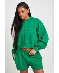 Boohoo - Boxy Balloon Sleeve Oversized Zip Through Hoodie - Lyst