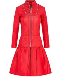 Infinity Leather - Goth Victorian Studded Flare Coat- Ribet Lamb Leather - Lyst