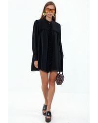 Msn-Collection - Mini Shift Dress With Mandarin Collar - Lyst