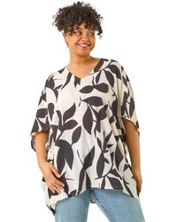 Roman - Curve Large Floral Print Cocoon Top - Lyst