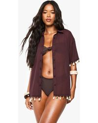 Boohoo - Shell Embellished Beach Shirts - Lyst