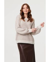 Izabel London - Contrast Trim Balloon Sleeve Jumper - Lyst